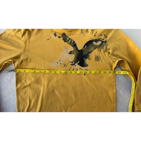 Vintage Y2K Grunge Preppy American Eagle Shirt Long Sleeve SML Yellow - Picture 3 of 7